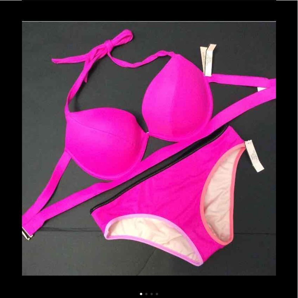 VS 32C BANDED BIKINI S HOT PINK FUCHSIA